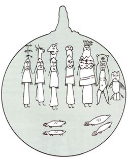 Бронзовая бляха с изображением зооантропоморфных духов-покровителей